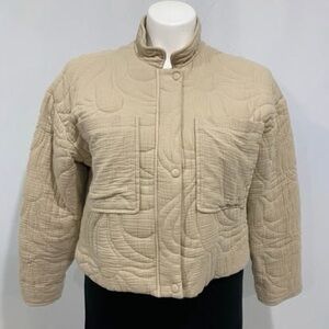 7 for all mankind quilted jacket ladies large off white, crop styling, excellent